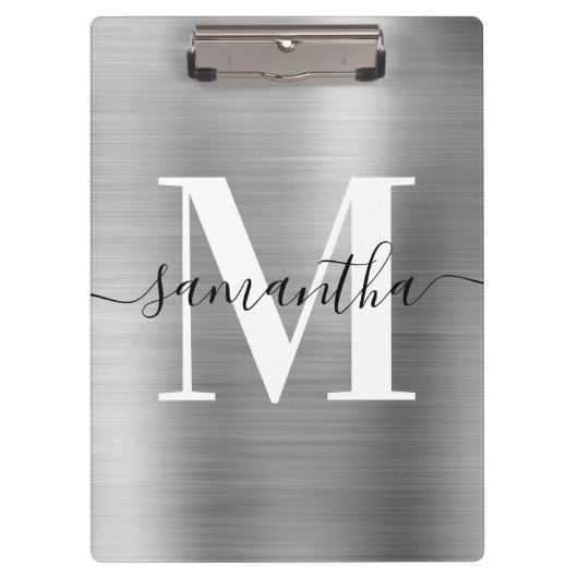 Signature Monogram Silver Shimmer Folie Klembord (Voorkant)