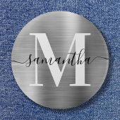 Signature Monogram Silver Shimmer Folie Ronde Button 5,7 Cm