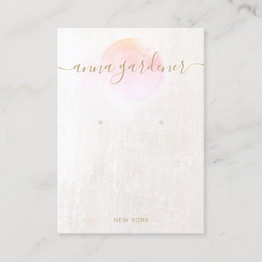 Signature Roze Waterverf Marble Earning Display Visitekaartje (Voorkant)
