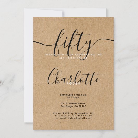 Signature Rustic Kraft 50e Verjaardag Kaart (Voorkant)