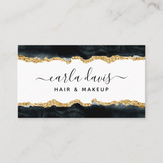 Signature Script Black and Gold Waterverf Visitekaartje (Voorkant)
