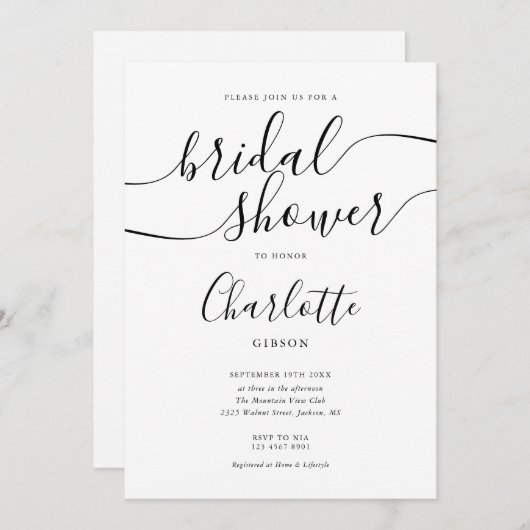 Signature Script Black and White Vrijgezellenfeest Kaart (Voorkant / Achterkant)