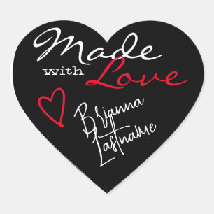 Signature Script Black Red Made with Love Heart Hart Sticker