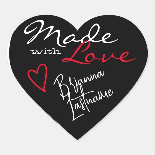 Signature Script Black Red Made with Love Heart Hart Sticker (Voorkant)