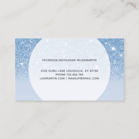 Signature Script Blauw Glitter Modern Girly Visitekaartje (Achterkant)