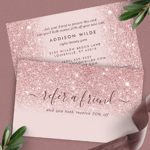 Signature Script Blush Roze Glitter Modern Meisjes Aanbevelingskaartje