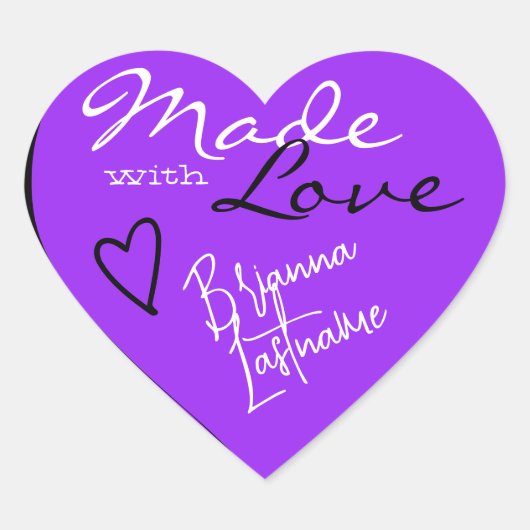 Signature Script Bright Paars gemaakt met Love Hart Sticker (Voorkant)