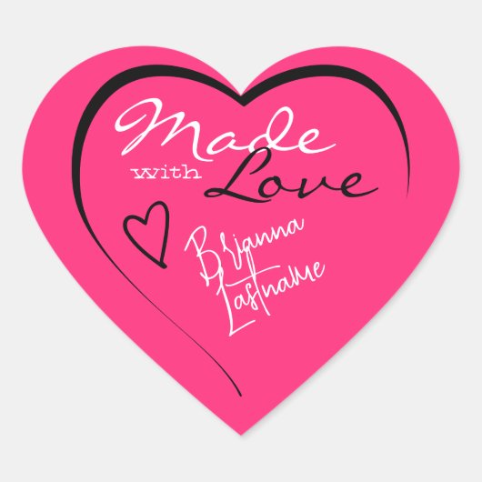 Signature Script Bright roze gemaakt met liefdesha Hart Sticker (Voorkant)