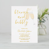 Signature Script Brunch Bubbelige Bruidsborrel Gou Folie Uitnodiging (Staand Voorkant)