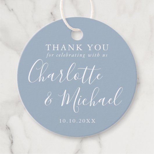 Signature Script Dusty Blue Hartelijk dank Bedankjes Labels (Voorkant)