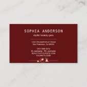 Signature Script & Elegant Burgundy Floral Rozen Visitekaartje (Achterkant)
