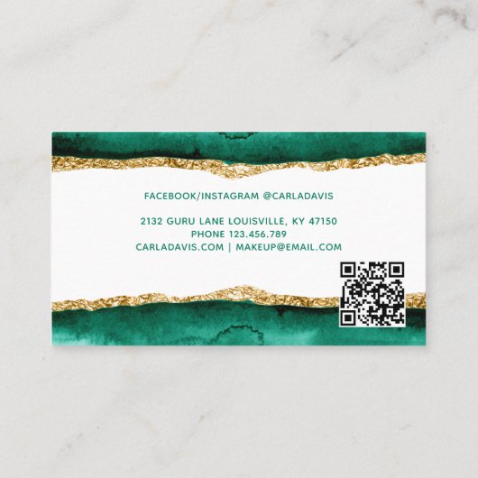 Signature Script Emerald Green Gold Waterverf QR Visitekaartje (Achterkant)