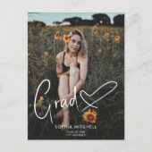 Signature Script Heart Photo Graduparty Aankondigingskaart (Voorkant)