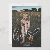 Signature Script Heart Photo Graduparty Kaart (Voorkant)