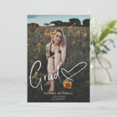 Signature Script Heart Photo Graduparty Kaart (Staand voorkant)