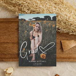 Signature Script Heart Photo Graduparty Kaart