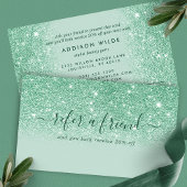 Signature Script Mint Green Glitter Modern Girly Aanbevelingskaartje