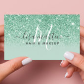 Signature Script Mint Green Glitter Modern Girly Visitekaartje