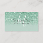 Signature Script Mint Green Glitter Modern Girly Visitekaartje (Voorkant)
