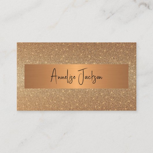 Signature script modern glam gold glitter visitekaartje (Voorkant)