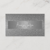 Signature script modern glam Silver glitter Visitekaartje (Voorkant)