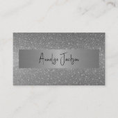 Signature script modern glam Silver glitter Visitekaartje (Voorkant)