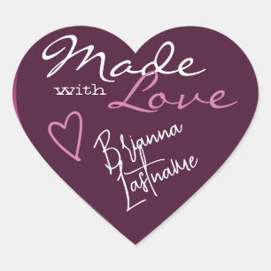 Signature Script Paars Plum Made with Love Heart Hart Sticker