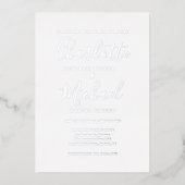 Signature Script Photo Wedding Silver Folie Uitnodiging (Voorkant)
