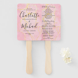 Signature Script Pink Gold Marble Wedding Program Handwaaier
