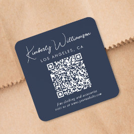 Signature Script QR Code Blue Vierkante Sticker