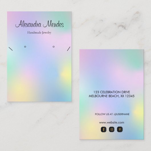 Signature Script Rainbow Hologram Ketting Oorbel Visitekaartje (Voorkant / Achterkant)