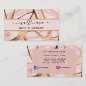 Signature Script Roze Glam Glitter Marmer Modern Visitekaartje (Voorkant / Achterkant)