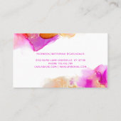 Signature Script roze Oranje Alcohol Ink Afsprakenkaartje (Achterkant)