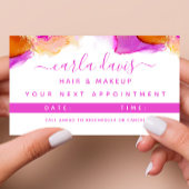 Signature Script roze Oranje Alcohol Ink Afsprakenkaartje