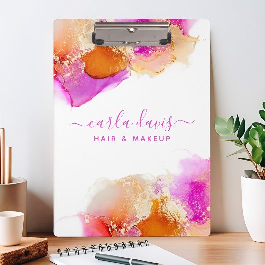 Signature Script roze Oranje Alcohol Ink Klembord