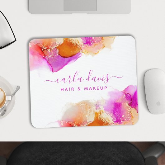 Signature Script roze Oranje Alcohol Ink Muismat