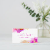 Signature Script roze Oranje Alcohol Ink Visitekaartje (Staand voorkant)