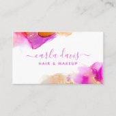 Signature Script roze Oranje Alcohol Ink Visitekaartje (Voorkant)