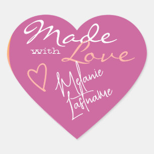 Signature Script roze Sinaasappel gemaakt met lief Hart Sticker