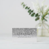Signature Script Silver Glitter Modern Girly Aanbevelingskaartje (Staand voorkant)
