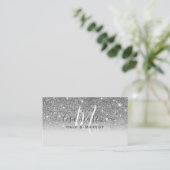 Signature Script Silver Glitter Modern Girly Visitekaartje (Staand voorkant)