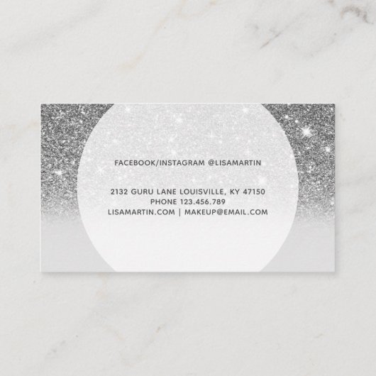 Signature Script Silver Glitter Modern Girly Visitekaartje (Achterkant)