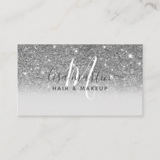 Signature Script Silver Glitter Modern Girly Visitekaartje (Voorkant)