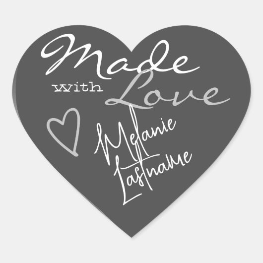 Signature Script Silver Grey Made with Love Heart Hart Sticker (Voorkant)