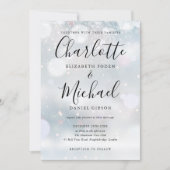 Signature Script Snowflakes Winter Weddenfoto Kaart (Voorkant)