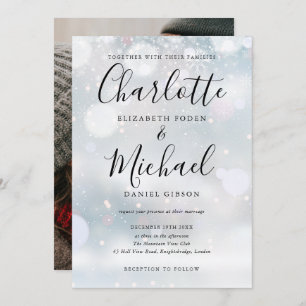 Signature Script Snowflakes Winter Weddenfoto Kaart