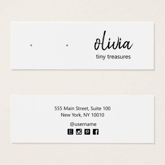 Signature Script Stud Earring Display Kaart (Voorkant /achterkant)