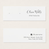 Signature Script Stud Earring Jewelry Display Kaar Mini Visitekaartjes (Voorkant /achterkant)