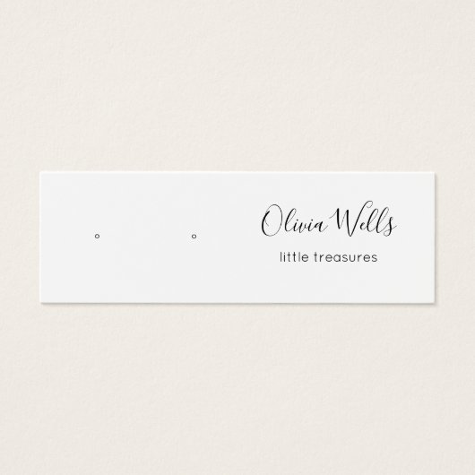 Signature Script Stud Earring Jewelry Display Kaar Mini Visitekaartjes (Voorkant)
