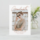 Signature Script Terracotta Foto Graduation Party Kaart (Staand voorkant)